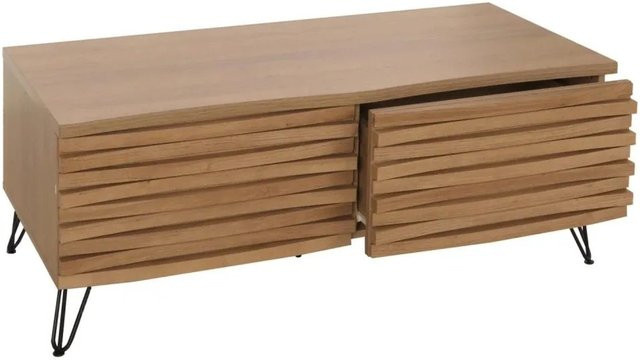 Couchtisch MCW M49 in Natur mit 2 Schubladen und 3D-Design, B/T/H: 110 x 46 x 55 cm - Bild 2