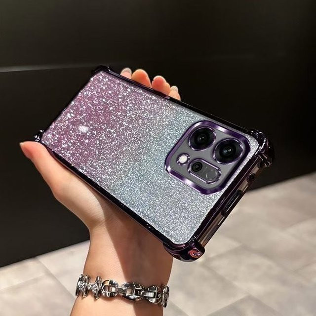Glitzernde transparente Handyhülle für OPPO in Lila mit stoßfestem Vier-Ecken-Schutz - Bild 1