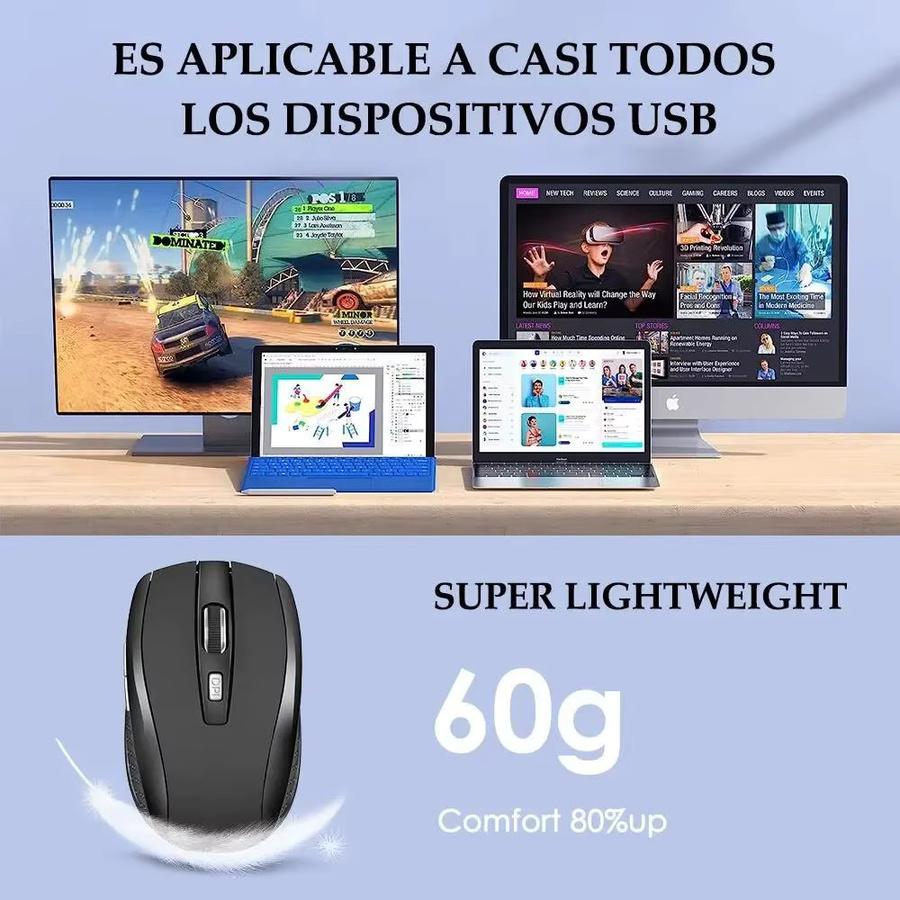 KAFNHCKA Kabellose Bluetooth-Maus in Blau, 3-stufig verstellbare optische Maus mit USB-Empfänger und geräuschloser Funktion für Laptop und Computer - Bild 5