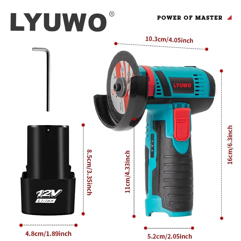LYUWO Mikro-Winkelschleifer kabelloser Füllschleifer zum Diamantschneiden mit 12 V Akku - Bild 2