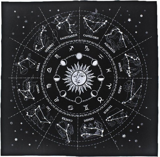 CosyHome Tarot Spezialtischdecke mit Sternen Motiv in Schwarz aus Polyester - Bild 1