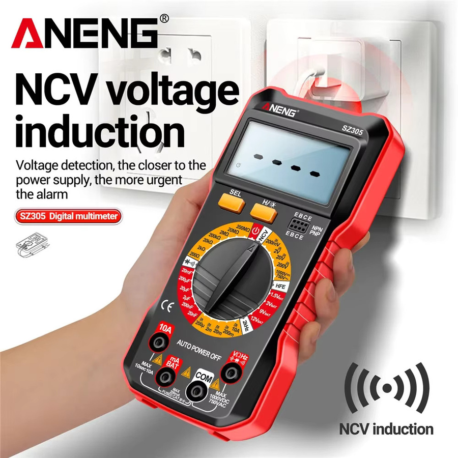 ANENG SZ305 Professionelles Multimeter als AC/DC Spannungsprüfer, Amperemeter, Kapazitätsmesser und HFE-Triodentester mit Hz-Detektor - Bild 4