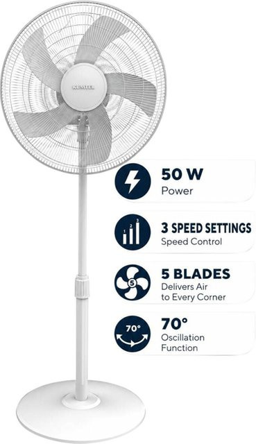 Kumtel Standventilator Opviq aus Kunststoff in Weiß, H x B x T: 121 x 40,5 x 40,5 cm - Bild 1