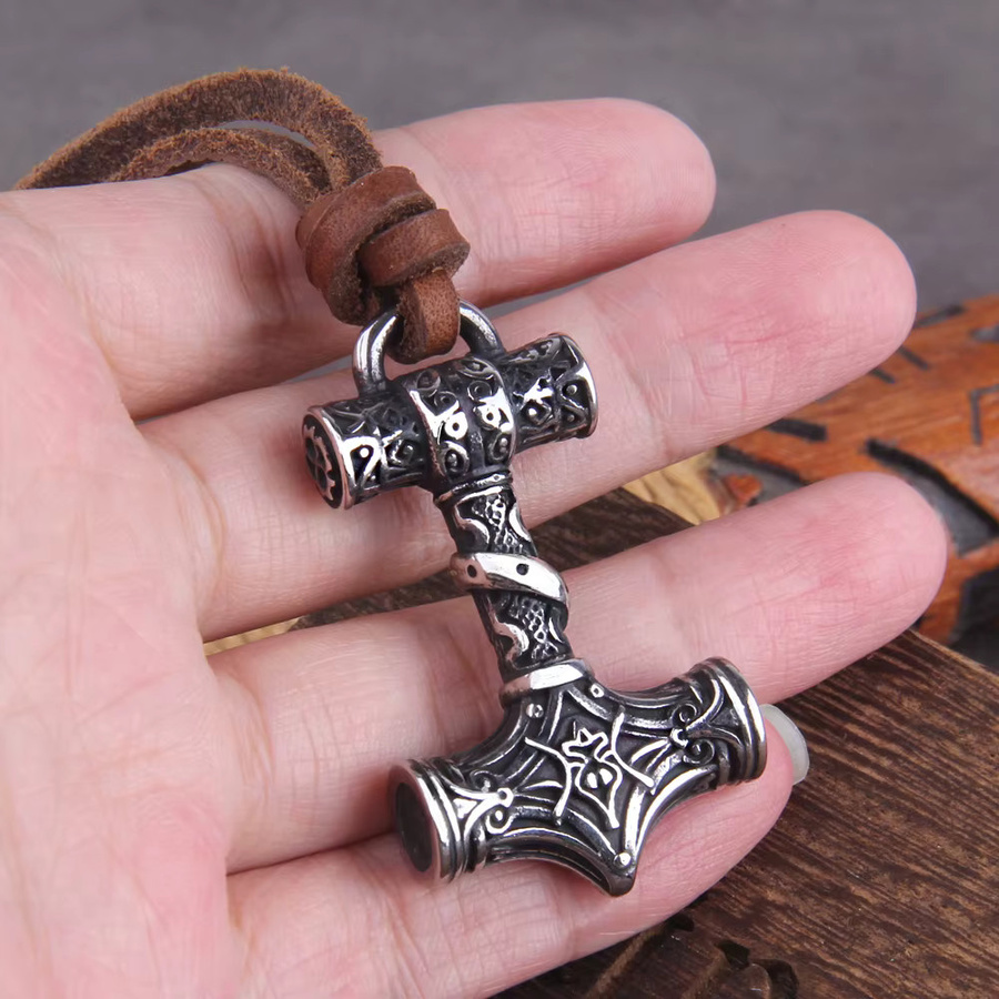 Vikings Jewelry Anhänger-Set, Thor-Hammer, Titanstahl, Silber, Herren - Bild 3