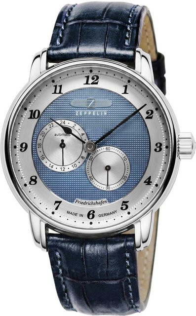 Zeppelin Herrenuhr Automatik, Edelstahl, Leder, Blau, 40 mm, 5 ATM - Bild 1