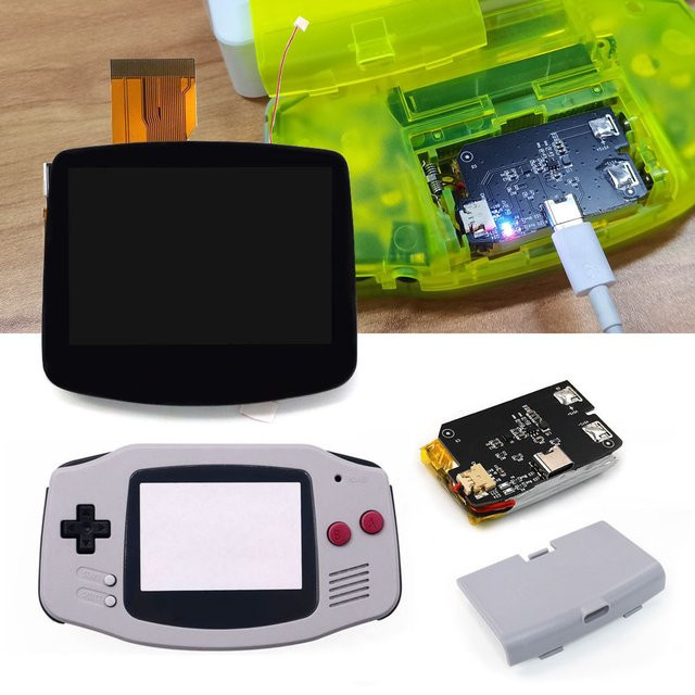 HISPEEDIDO IPS HD 720x480 Drop-in Bildschirmkit für GBA V5 in Schwarz mit Gehäuse und ohne Löten erforderlich - Bild 1