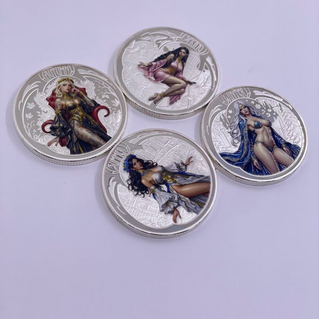 Bandai 1oz Kupfermünze 4 Jahreszeiten Göttin Fantasie Silbermünze farbbedruckt - Bild 1
