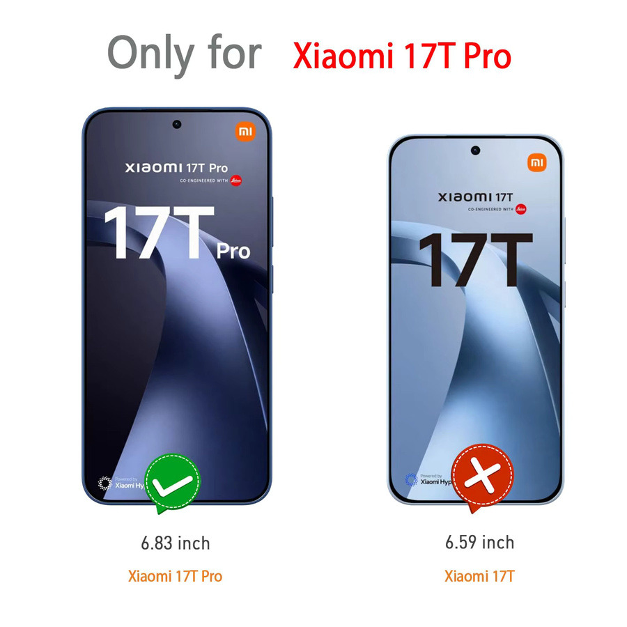 Xiaomi Displayschutzfolie aus gehärtetem Glas für Xiaomi 17T Pro 6,83 Zoll, transparent, HD, 9H, kratzfest und case-freundlich - Bild 3