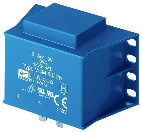 Block VCM 50/1/12 Printtransformator 1 x 230V auf 1 x 12V AC, 50 VA, 4.16A, Blau - Bild 1