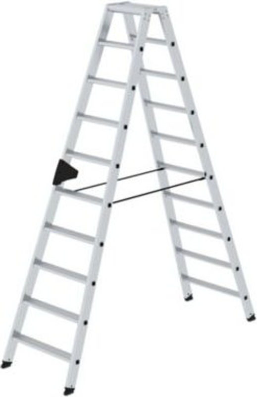 MUNK Aluminium-Stehleiter beidseitig begehbar mit 2 x 10 Stufen in Silber - Bild 2