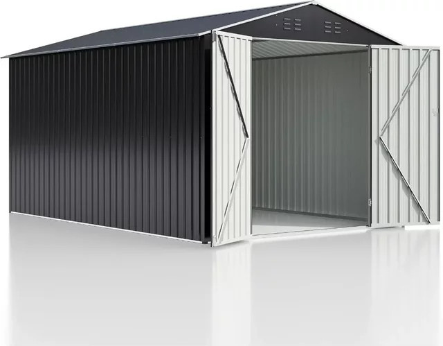 Moderner Gartenschuppen aus Metall mit aktualisierter Rahmenstruktur für die Lagerung im Freien, B/T/H: 353,05 x 194,56 x 235,96 cm - Bild 1