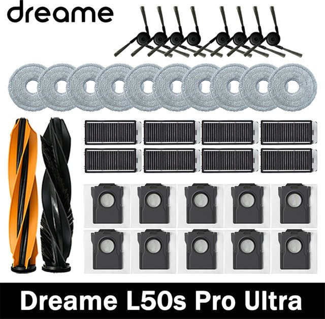 Dreame L50s Pro Ultra Staubsauger Ersatzteil-Set mit Hauptbürste, Seitenbürste, HEPA-Filter, Wischtüchern und Staubbeuteln in Multicolour - Bild 1