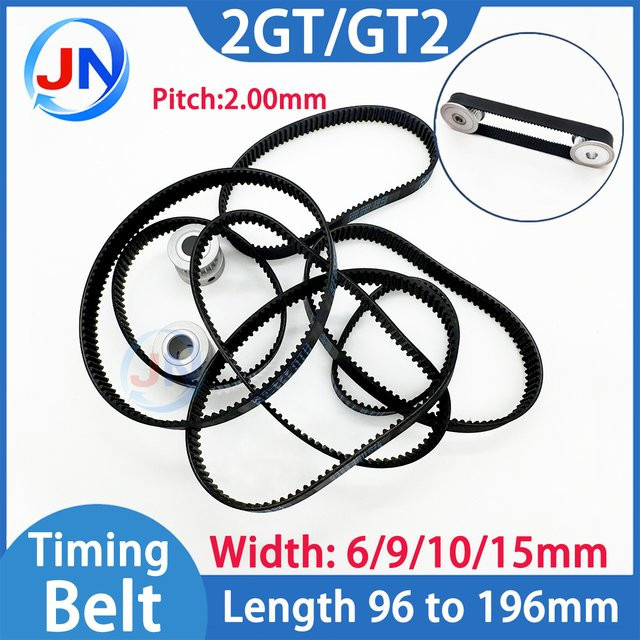 GT2 Zahnriemen geschlossene Schleife für 3D-Drucker, Schwarz, Riemenbreite 6 mm, 10 mm oder 15 mm, Länge 140 mm bis 400 mm - Bild 1