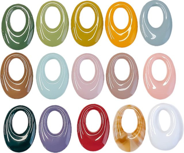 ZEROUP DIY JEWELRY Anhänger Acryl, Oval, Bunt, Unisex - Bild 1