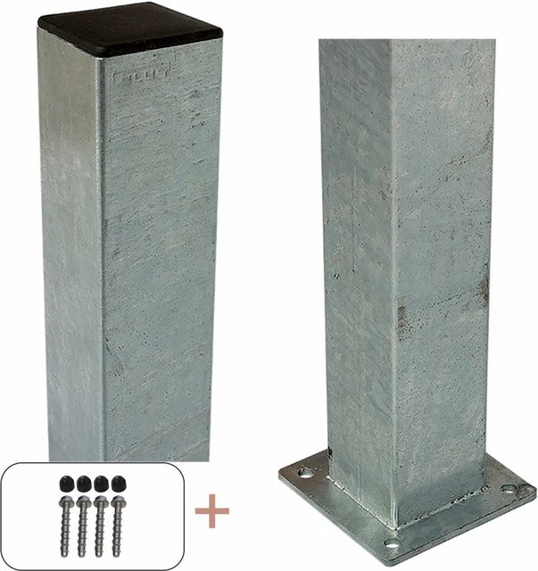 Feuerverzinkter Stahl Zaunpfosten Plus quadratisch in Silber/Grau, B/B/H: 8 x 8 x 96 cm - Bild 1
