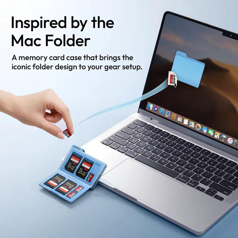 Ulanzi DC01 2-in-1 Tragbares Speicherkarten-Etui mit Dual-Slot Simultan-Kartenleser für Kamera und Smartphone in Schwarz oder Blau - Bild 2