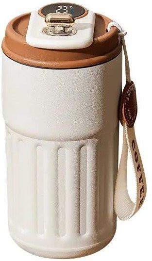 NATAWA Thermosflasche mit smarter Temperaturanzeige aus Edelstahl, Vakuumbecher für Kaffee und Tee, 450 ml, kaffeebraun - Bild 1