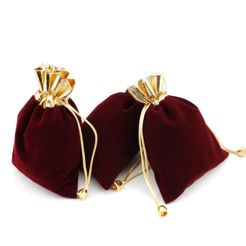 50 Samtbeutel aus Flanell mit Kordelzug für Schmuck und Geschenke in Gold und Rot - Bild 2