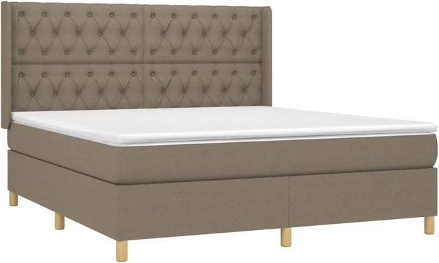 vidaXL Boxspringbett mit Matratze und LED in Taupe, B/T/H: 160 x 200 x 128 cm - Bild 1