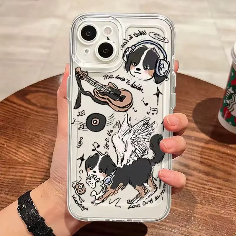 Etmakit Handyhülle mit Engeltier-Design für iPhone 11 bis iPhone 16 Pro Max, Transparent - Bild 2