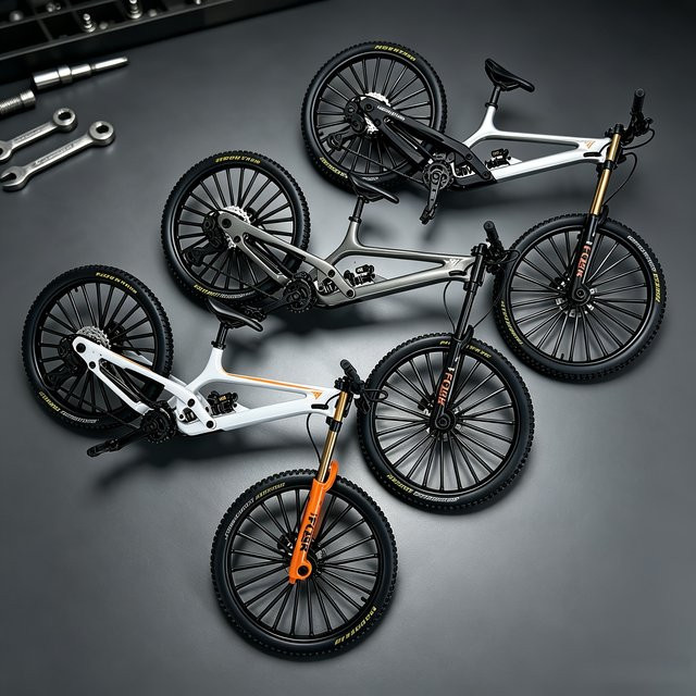 HRZPACT Downhill MTB Mini-Modell, 1:8 Maßstab, Metall, Grau - Bild 1