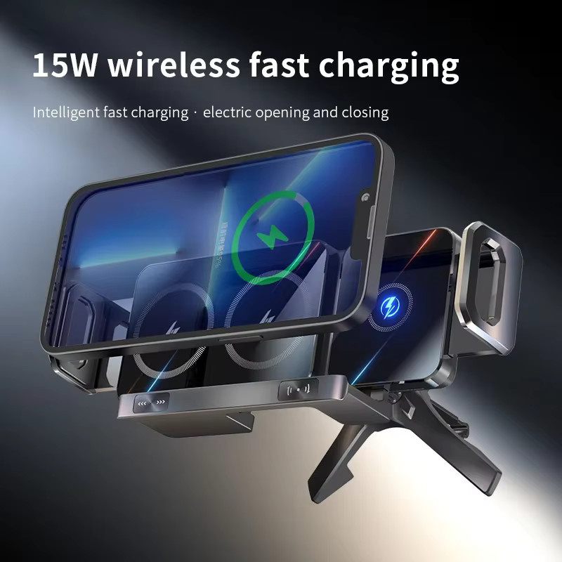 VIKEFON Wireless Car Charger Dual Coil Fold Screen Schnellladestation für Samsung Galaxy Z Fold 7 6 5 4 3 und iPhone 16 15 14 13 12 Pro Max in Schwarz - Bild 4