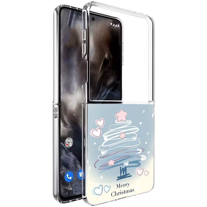 Samsung Galaxy Z Flip Schutzhülle mit Weihnachtsmuster, transparente harte Klapp-Abdeckung für Samsung Galaxy Z Flip 7 FE, Z Flip 6, Z Flip 5, Z Flip 4 und Z Flip 3 5G, Multicolor - Bild 3