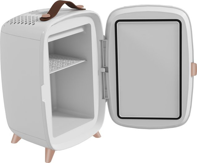 HOMCOM Mini Kühlschrank 6 l Kosmetikkühlschrank mit LED-Innenbeleuchtung, tragbarer Thermoelektrik-Schönheitskühlschrank für Kosmetik und Getränke, Weiß - Bild 1