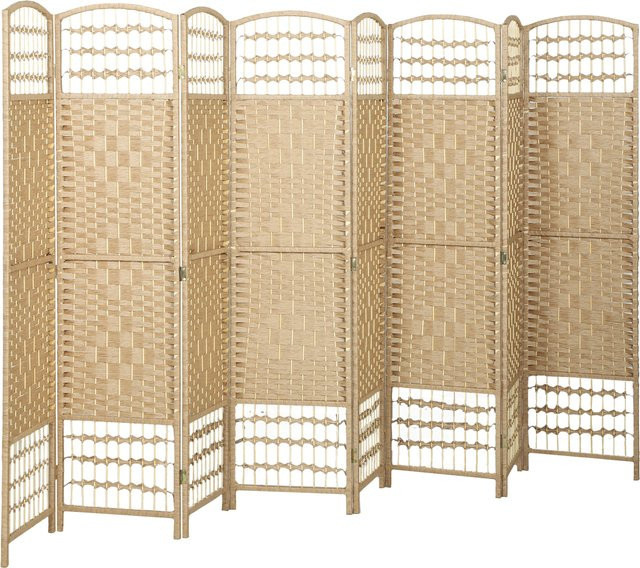 HOMCOM Holz-Paravent aus 8 Paneelen als faltbarer Raumteiler in Naturholz für Schlafzimmer und Wohnbereich, B/H: 320 x 170 cm - Bild 1