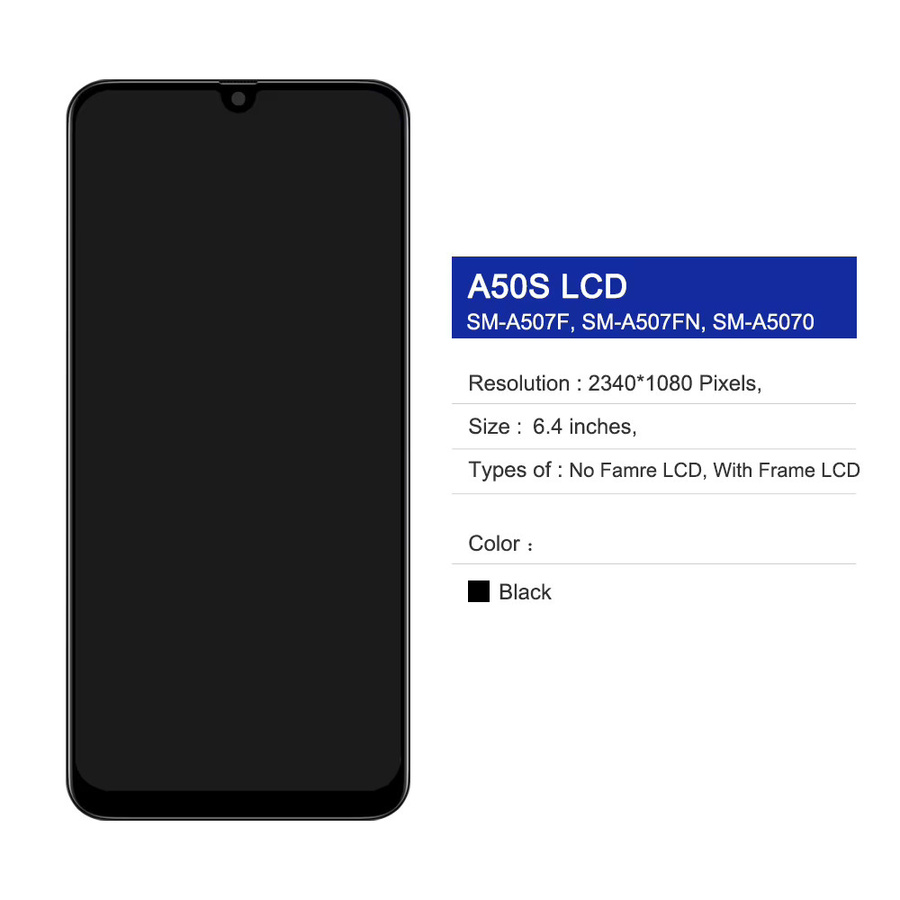 Samsung Super AMOLED LCD Display mit Rahmen und Fingerabdruck-Funktion für Galaxy A50s A507F A507FN in Schwarz - Bild 2