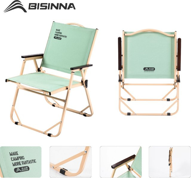 BISINNA Campingstuhl faltbar für den Außenbereich mit Armlehnen in Grün oder Lila - Bild 1