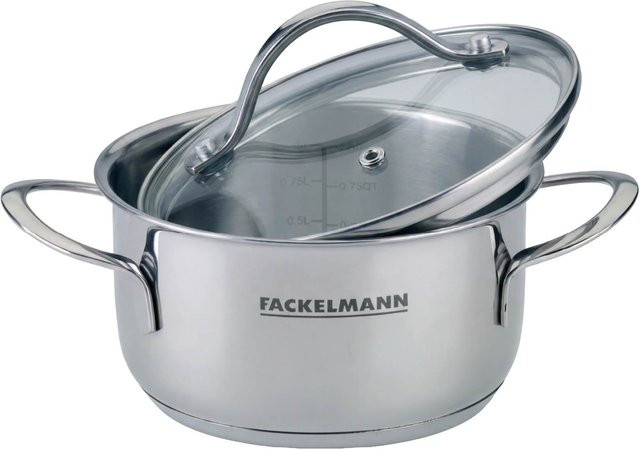 Fackelmann Kochtopf Lara mit Glasdeckel, Silber und Transparent, Durchmesser: 14 cm - Bild 1