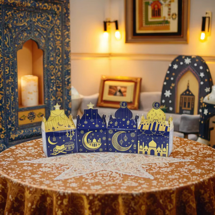 12 oder 24 Stück Eid Mubarak Geschenkkartons für Ramadan Kareem Party Dekoration in Mehrfarbig und Blau aus Papier - Bild 4