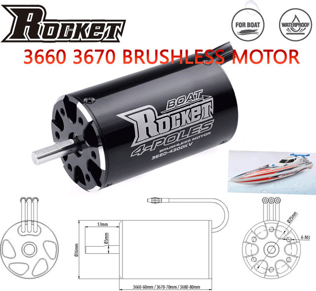 SURPASS HOBBY Rocket-RC 3660 3670 bürstenloser sensorloser Motor, 5,0 mm Welle - Bild 1