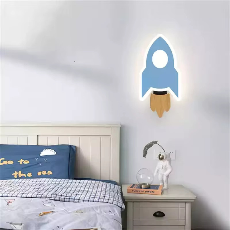 Homocean LED Wandleuchte für Kinderzimmer in Raketen Stern und Mond Form aus Acryl - Bild 1
