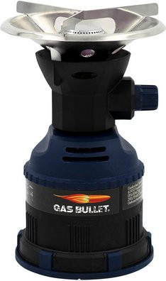 Gas Bullet Metal Piezo Gaskocher in Schwarz, B/T/H: 12 x 12 x 19 cm - Bild 1