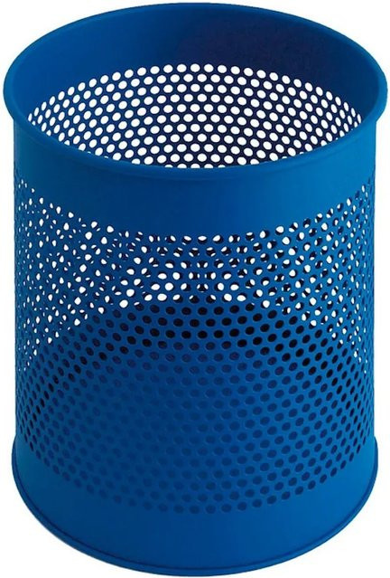 PROREGAL Runder Perforierter Papierkorb aus Metall in Blau, H: 32 cm, Ø: 26 cm, 15 Liter - Bild 1