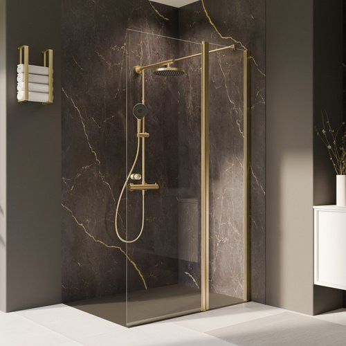 Breuer Duschwand Elana 2.0 Walk-In, Glas satiniert, goldfarben, Höhe: 200 cm, Breite: 160 cm, Tiefe: 26 cm - Bild 1