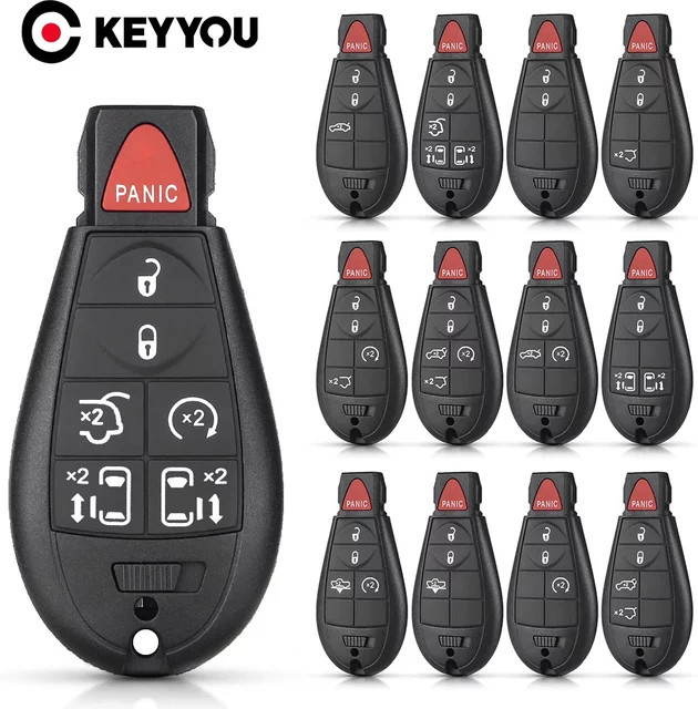 Keyyou Ersatzgehäuse für Jeep Chrysler Dodge Smart Car Remote Key Shell in Schwarz - Bild 1