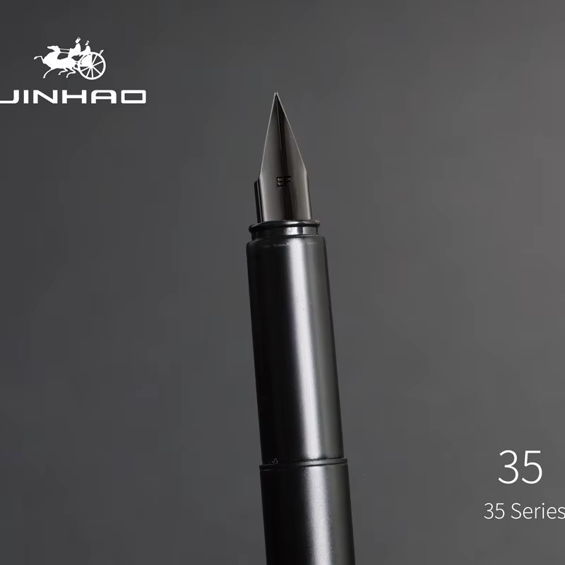 Jinhao 35 Füllfederhalter aus Stahl in Silber mit EF/F-Feder und Tintenkonverter - Bild 3