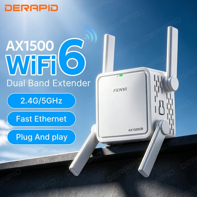 DERAPID WLAN 6 Repeater AX1500Mbps Dual-Band Wi-Fi Signalverstärker in Weiß - Bild 1