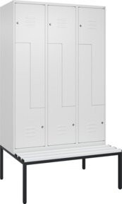 C+P Z-Spind Classic PLUS Sitzbank mit 6 Fächern und Zylinderschloss, Farbe: Grau/Weiß, B/T/H: 212 x 120 x 81,5 cm - Bild 1