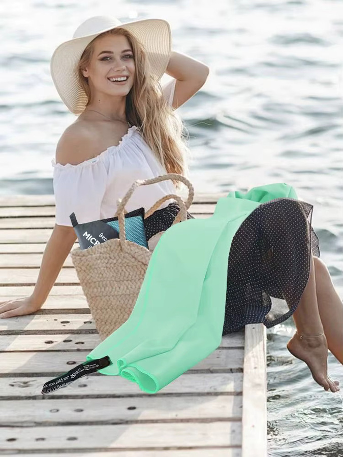PKFC Mikrofaser-Handtuch in Blau, weiches und saugfähiges Strandtuch für Camping, Reisen und Strand - Bild 5