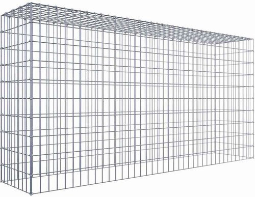 Gabiona Anbaugabione Typ 3 aus Stahl in Silberfarben mit 5 Gittermatten und C-Ringen, Maschenweite: 5 x 10 cm, B/T/H: 100 x 40 x 200 cm - Bild 1