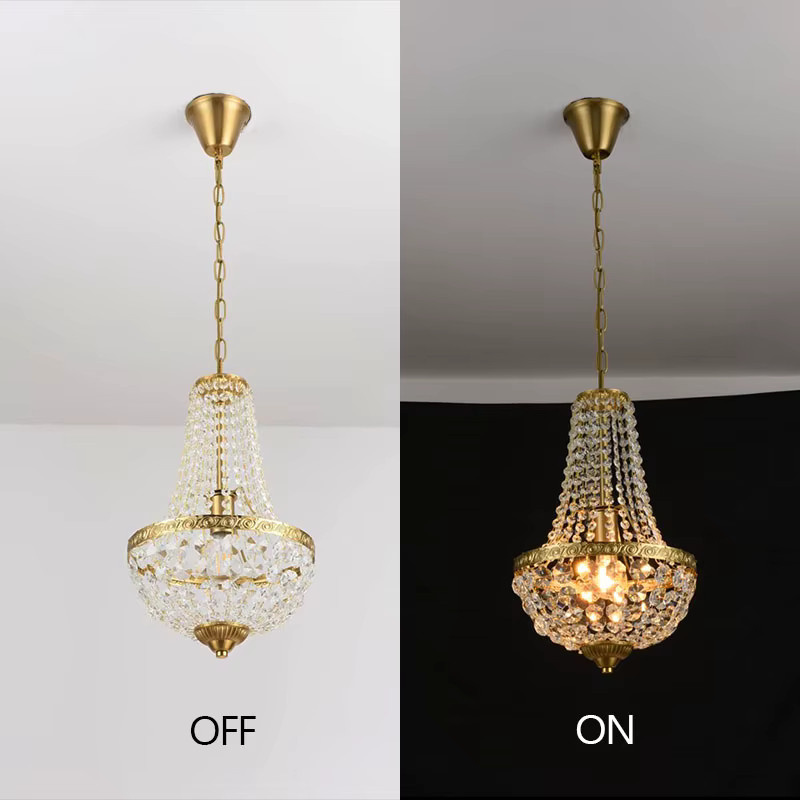 LINCCW Kristall Pendelleuchte Moderne Vintage LED Kronleuchter mit E27 Fassung - Bild 3