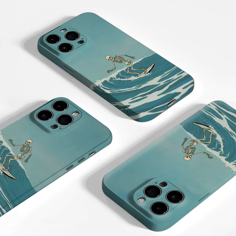 Potdemiel Skelett Surfer Handyhülle für iPhone 17 16 15 14 13 Pro Max Plus mit Magnetfunktion, robuste Doppel-Schicht-Schutzhülle - Bild 3