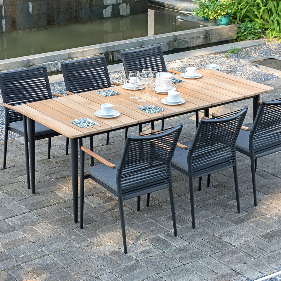 Zebra Tisch SPIDER Gartentisch aus Aluminium und Teak in Graphit Grau, B/T/H: 160 x 90 x 76 cm - Bild 1