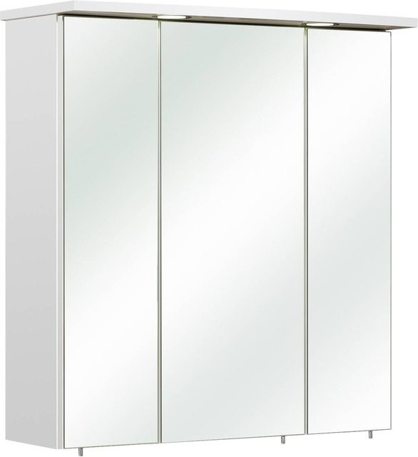 Pelipal Spiegelschrank Quickset 312 in Weiß Glänzend mit LED-Beleuchtung und Glastüren, B/H/T: 65 x 72 x 20 cm - Bild 1