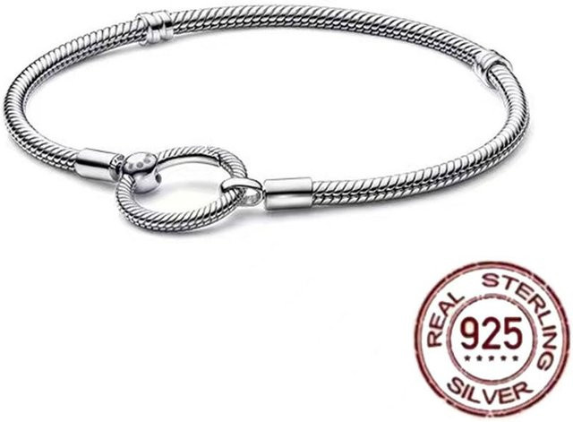 DR-Jewelry Kette 925 Silber, herzförmige Krone, Schlangenknochen, Damen, 19cm - Bild 1