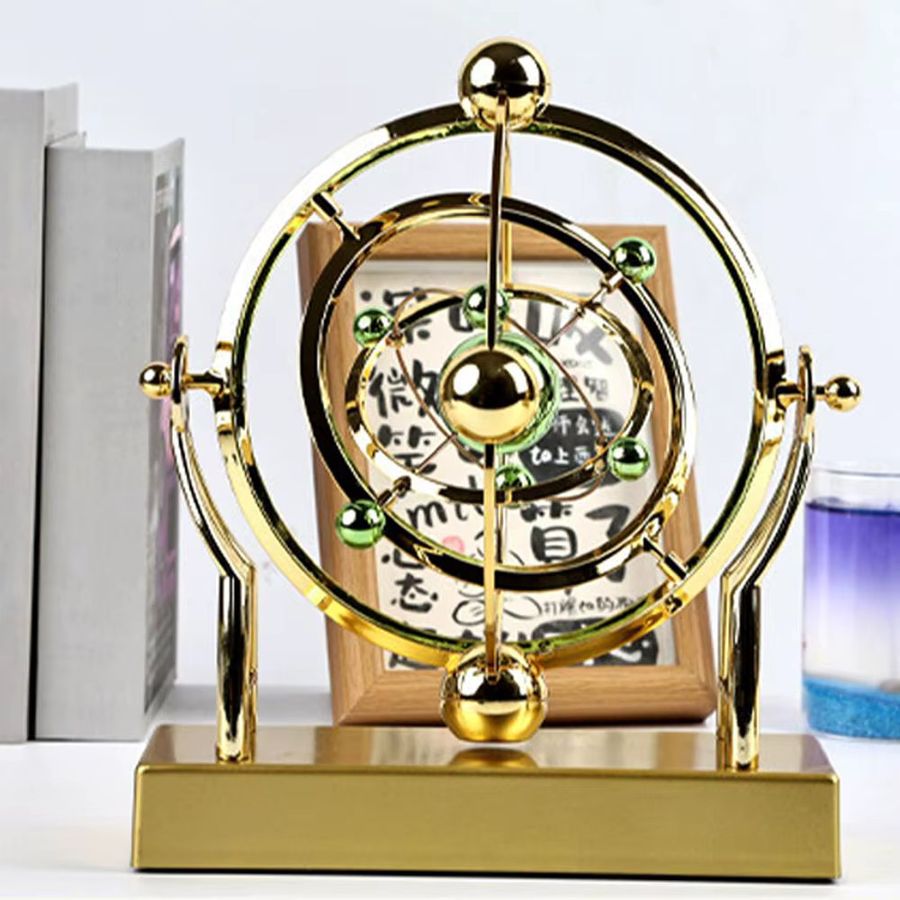 Home Decor Crafts Celestial Orbit Pendel Gold Kinetische Kunst-Schreibtischdekoration und Astronomie-Modell als rotierende Skulptur - Bild 3